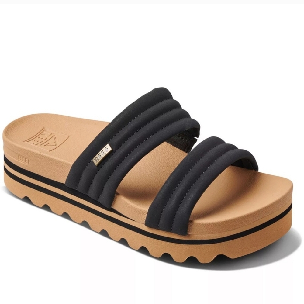 Reef Women's Black and Tan Strappy Sandals
